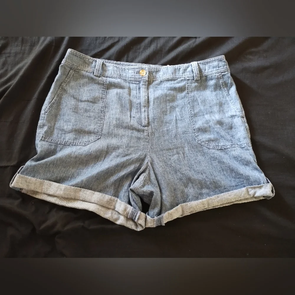 Talbots Linen Cotton Blend Size 16 Shorts Adj Length Zip/Button Closure NWT
